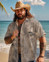 Gradient Color Tie-dye Men's Plus Size Short Sleeve Pocket Shirt